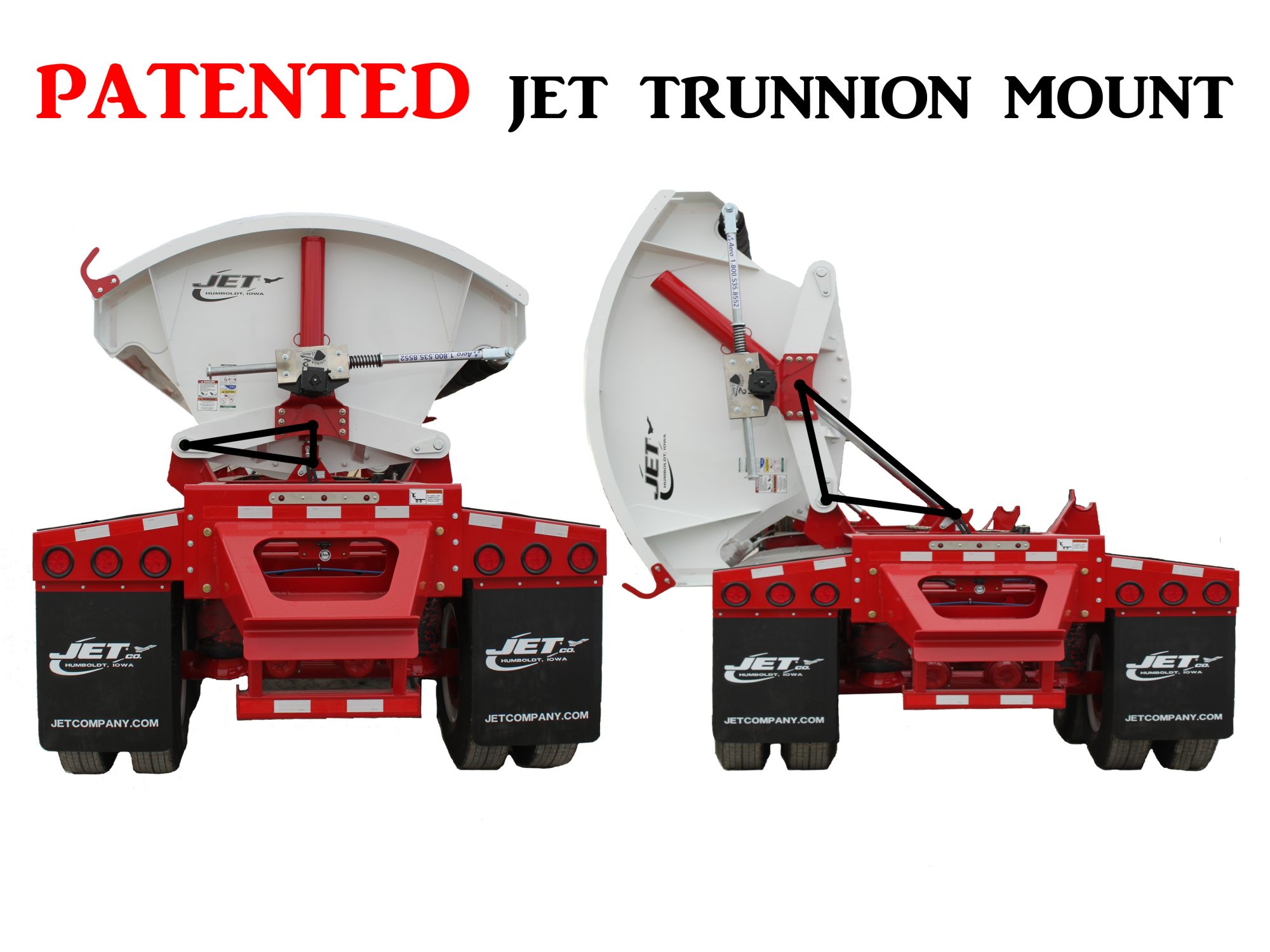 SideDumpTrailerJetPatentedTrunnionMountCylinder Jet Co Trailers